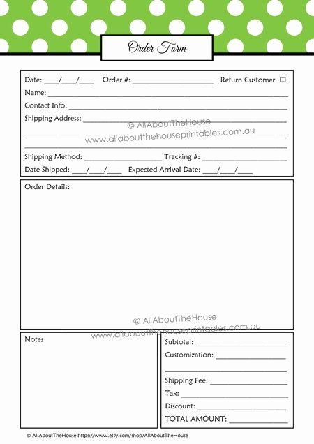 Monogram order form Template Awesome Editable order form Template Polka Dot Green 3 Instant Download Younique
