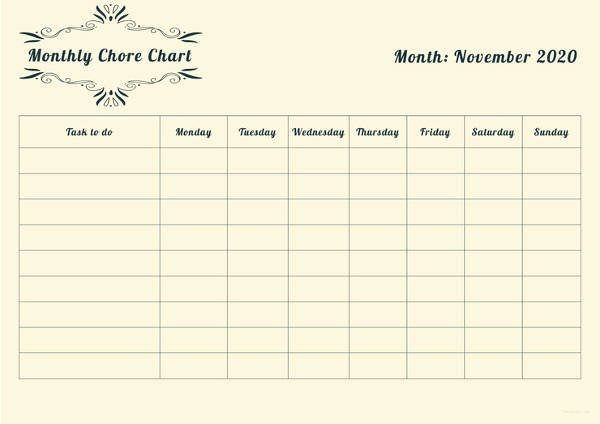 Monthly Chore Chart Template Elegant Chart Template 61 Free Printable Word Excel Pdf Ppt Google Drive format Download