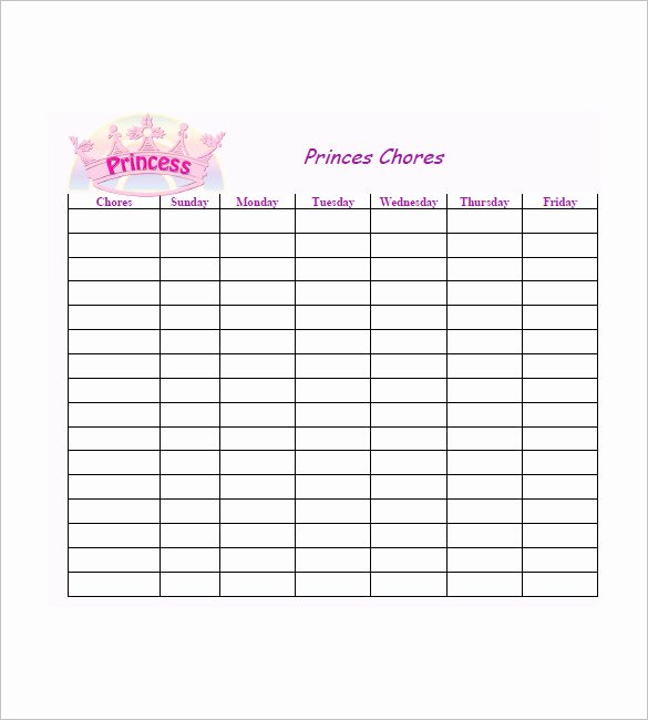 Monthly Chore Chart Template Lovely Chore List Template – 10 Free Sample Example format Download