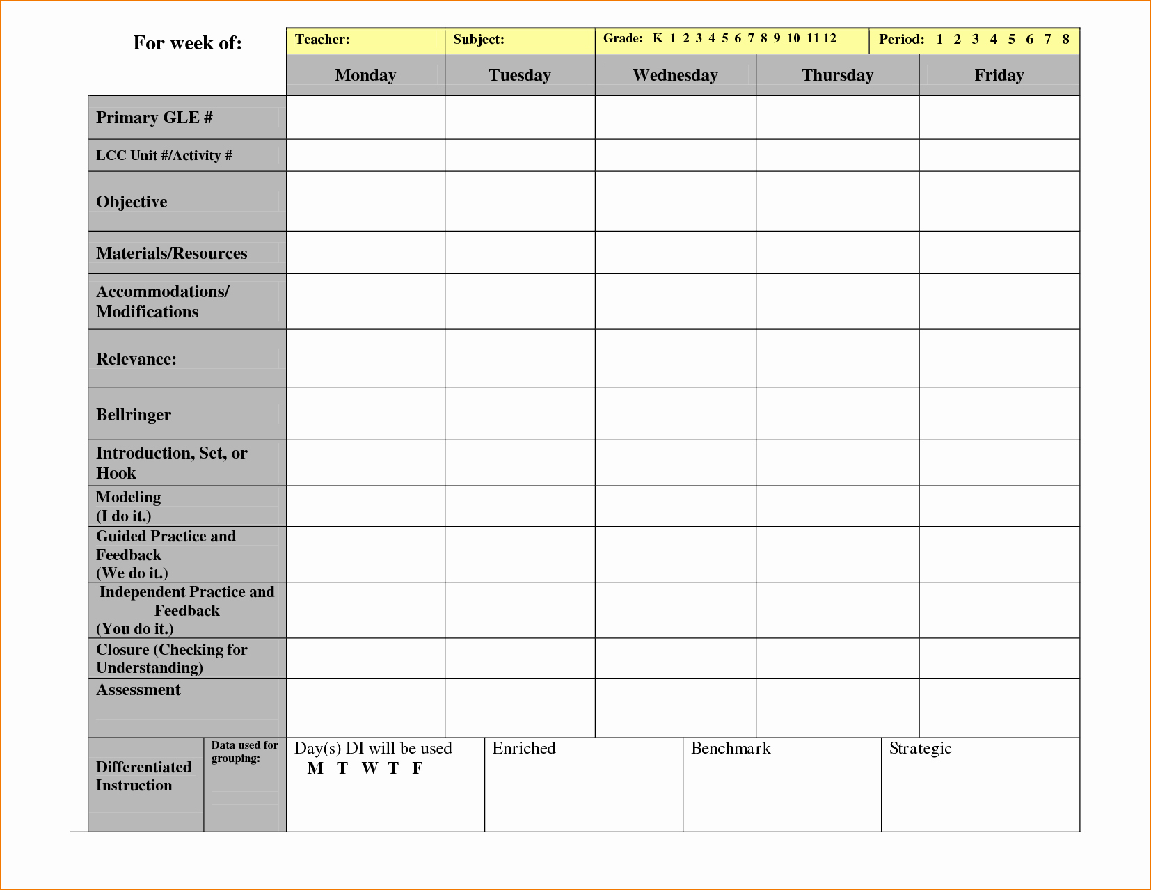 Monthly Lesson Plan Template Inspirational 5 Free Lesson Plan Template