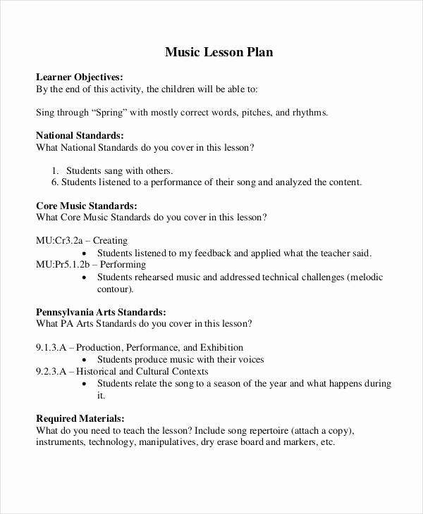Music Lesson Plan Template Awesome 40 Plan Samples &amp; Templates In Pdf