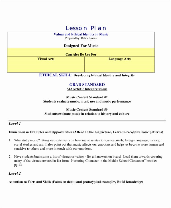 Music Lesson Plan Template Best Of 47 Lesson Plan Samples
