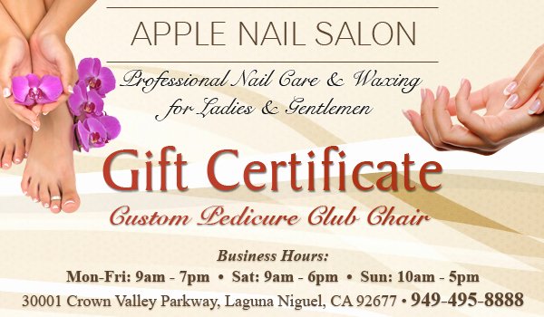Nail Salon Gift Certificate Template Fresh Custom Pedicure Club Chair Gift Certificate Apple Nail