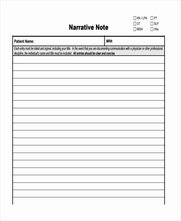 Narrative Nursing Notes Examples Beautiful Free 14 Blank Note Examples In Pdf