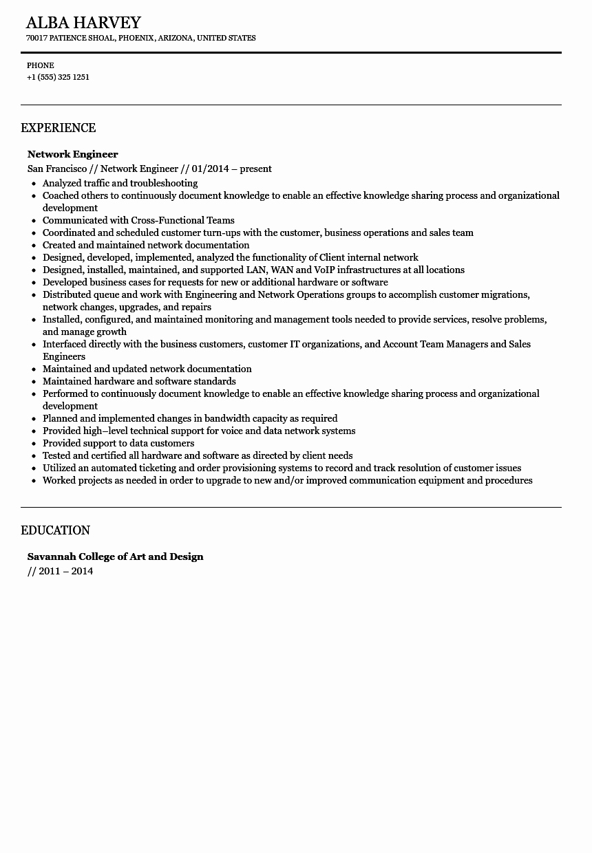 Network Engineer Resume Sample Awesome Network Engineer Resume Sample