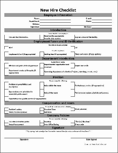 New Employee Checklist Template Excel Best Of Free Basic New Hire Checklist Hr