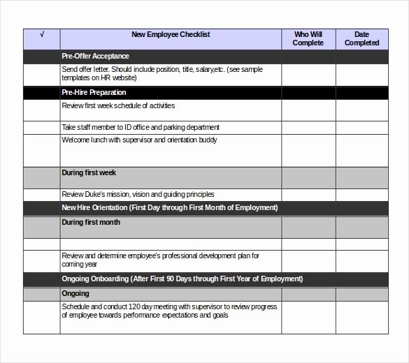 New Employee Checklist Template Excel Lovely 38 Checklist Templates Word Pdf Google Docs