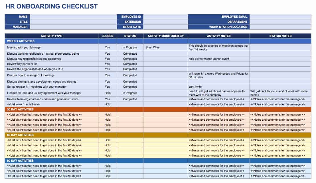 New Hire Checklist Excel Awesome Free Boarding Checklists and Templates