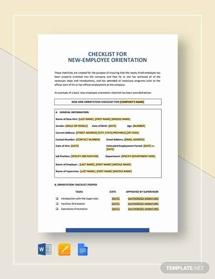 New Hire Checklist Excel Beautiful Sample New Employee Checklist 20 Free Documents Download In Pdf Word Excel
