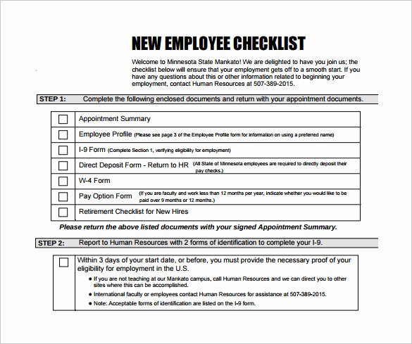 New Hire Checklist Excel Inspirational New Hire Checklist Sample 16 Documents In Pdf