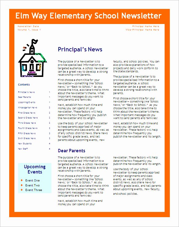 Newsletter Sample for School Awesome Free 6 Editable Primary Classroom School Newsletter Templates Free Download