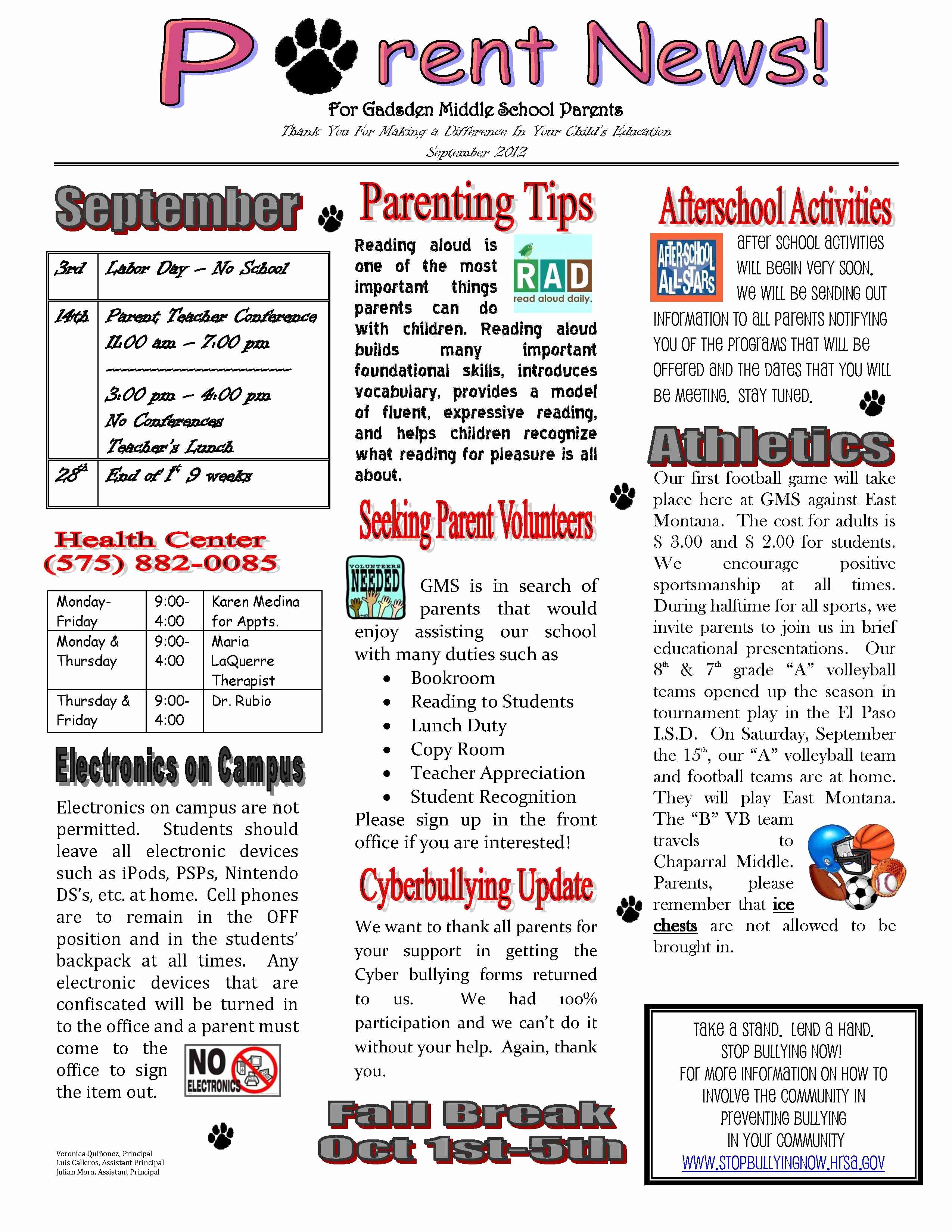 Newsletter Sample for School Lovely Example Of School Newsletter Yahoo Image Search Results Newsletter
