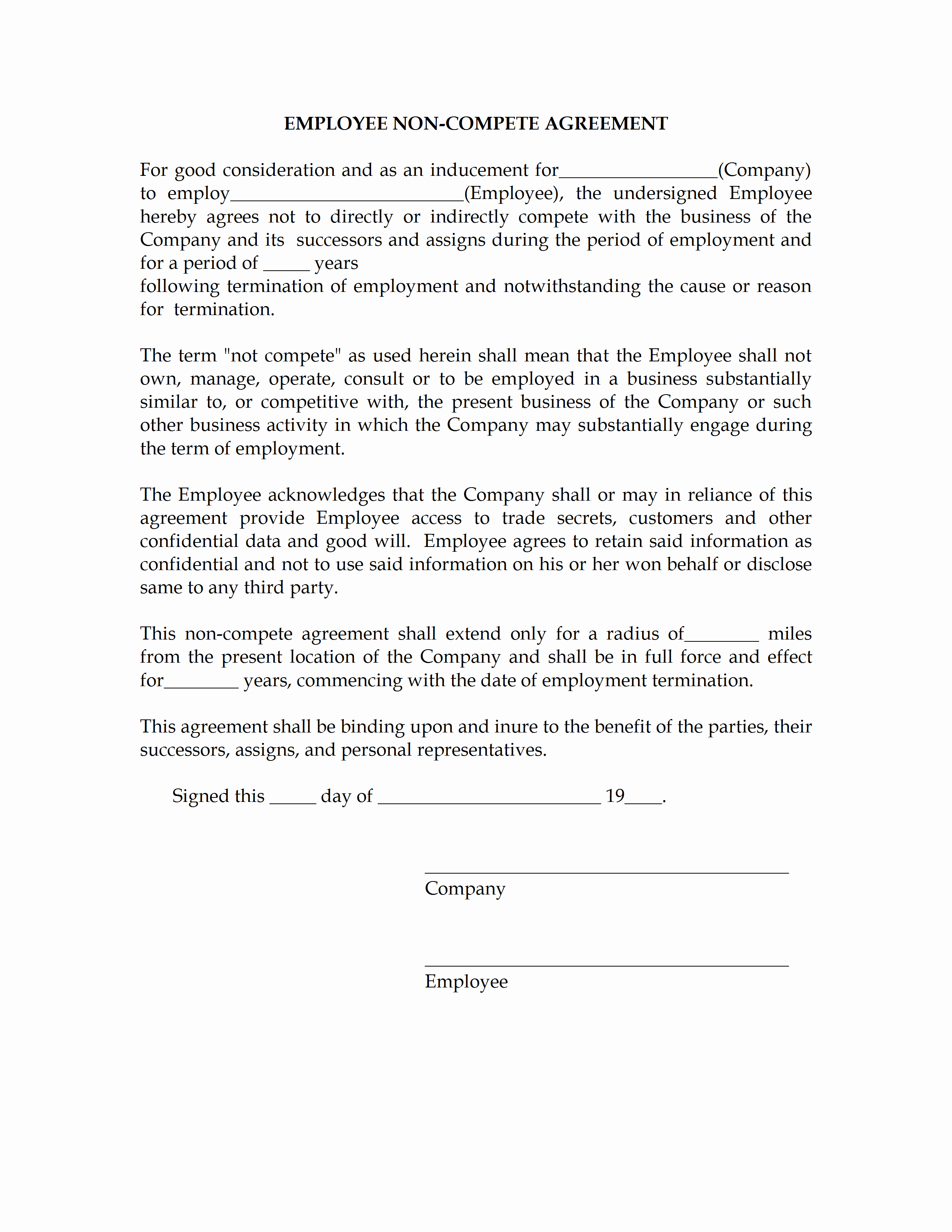 Non Compete Agreement Sample Pdf Awesome Non Pete Agreement Tempalte