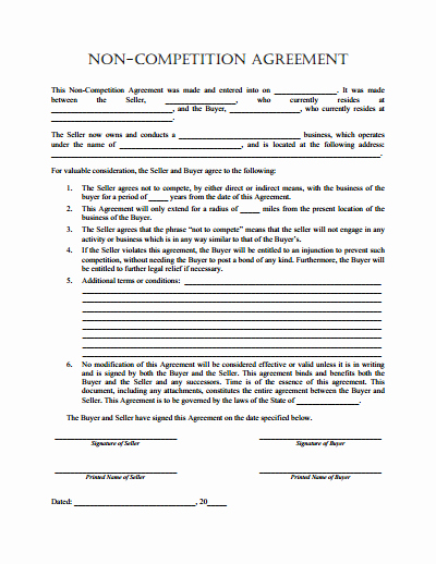 Non Compete Agreement Template Free Awesome Non Pete Agreement Free Download Create Edit Fill and Print Pdf Templates Wondershare