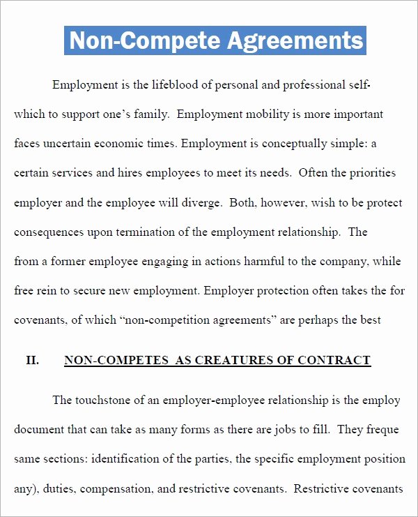 Non Compete Agreement Template Free Elegant Free 13 Sample Non Pete Agreement Templates In Google Docs Ms Word Pages