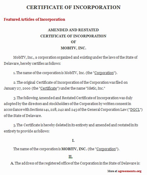 Non Profit Confidentiality Agreement Elegant Certificate Of Incorporation Agreement Sample Certificate Of Incorporation Agreementagreements