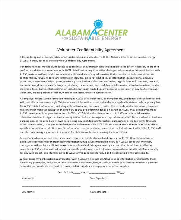 Non Profit Confidentiality Agreement Lovely 8 Confidentiality Agreement form Templates – Free Sample Example format Download