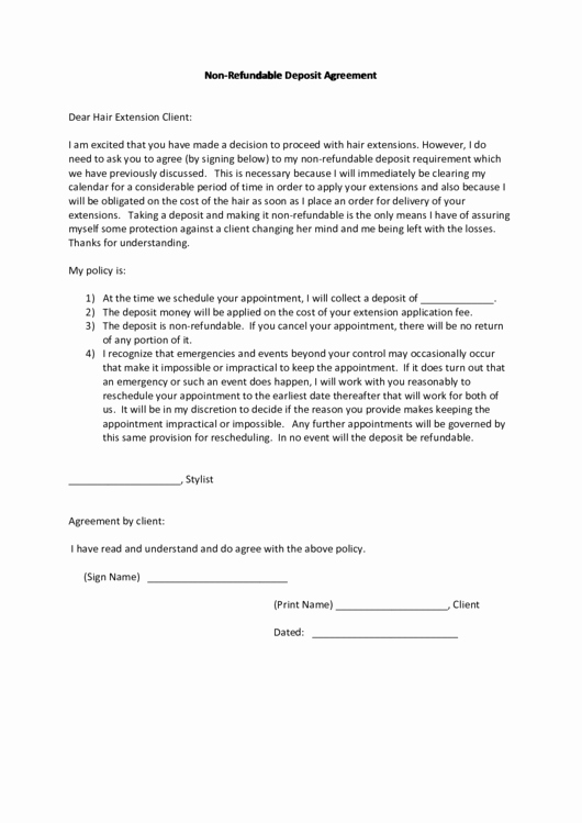 Non Refundable Deposit Agreement Template Unique Non Refundable Deposit Agreement Printable Pdf