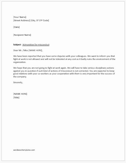 Notice Of Disciplinary Action Best Of Disciplinary Action Letter for Fighting at Work