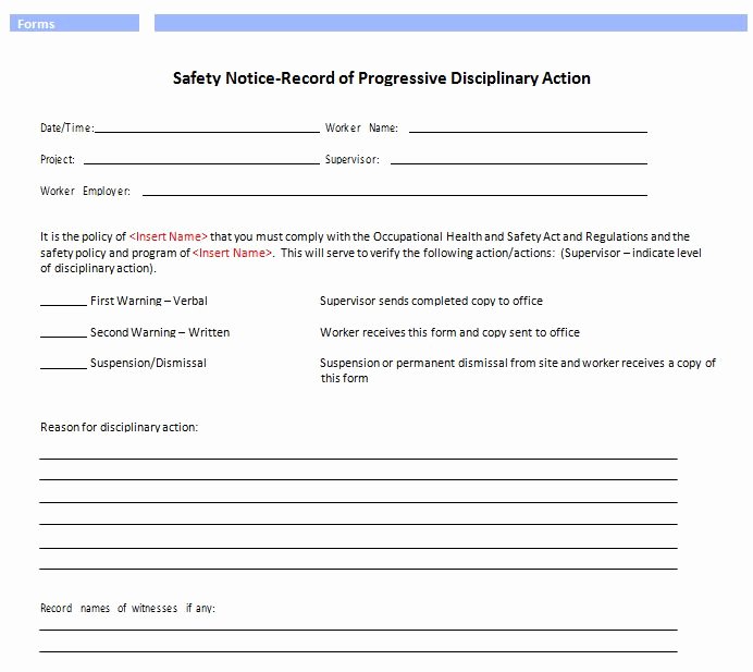 Notice Of Disciplinary Action Best Of Safety Notice Record Of Progressive Disciplinary Action – Workipedia