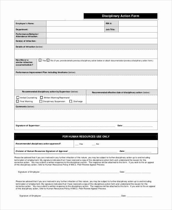 Notice Of Disciplinary Action Best Of Sample Disciplinary Action form 8 Examples In Pdf Word