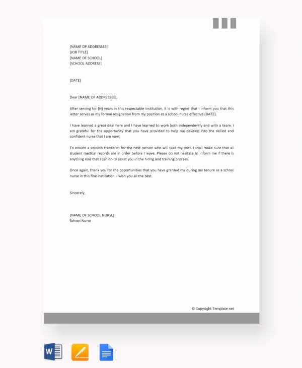 Nurses Letter Of Resignation Awesome 11 Sample Nursing Resignation Letters Pdf Word