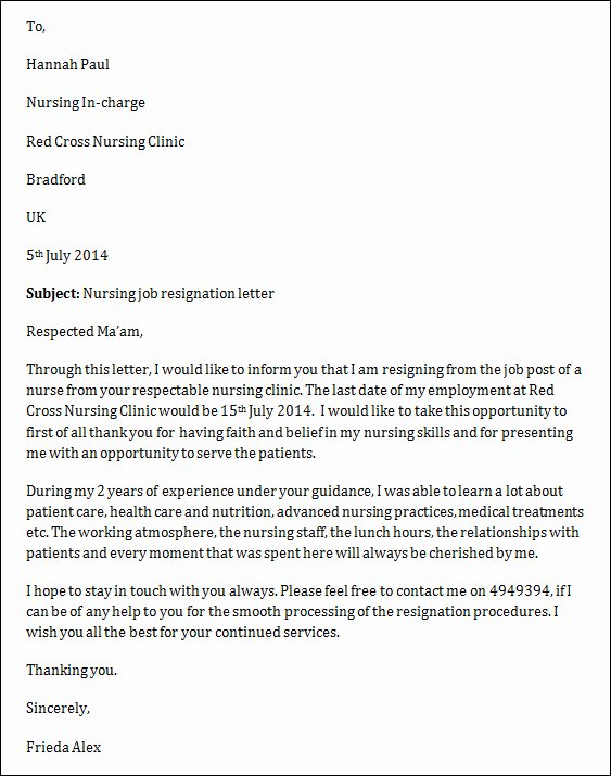 Nurses Letter Of Resignation Best Of Sample Job Resignation Letter 14 Free Documents In Word Pdf