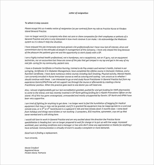 Nurses Letter Of Resignation Unique Free 11 Hospital Resignation Letter Samples and Templates In Pdf