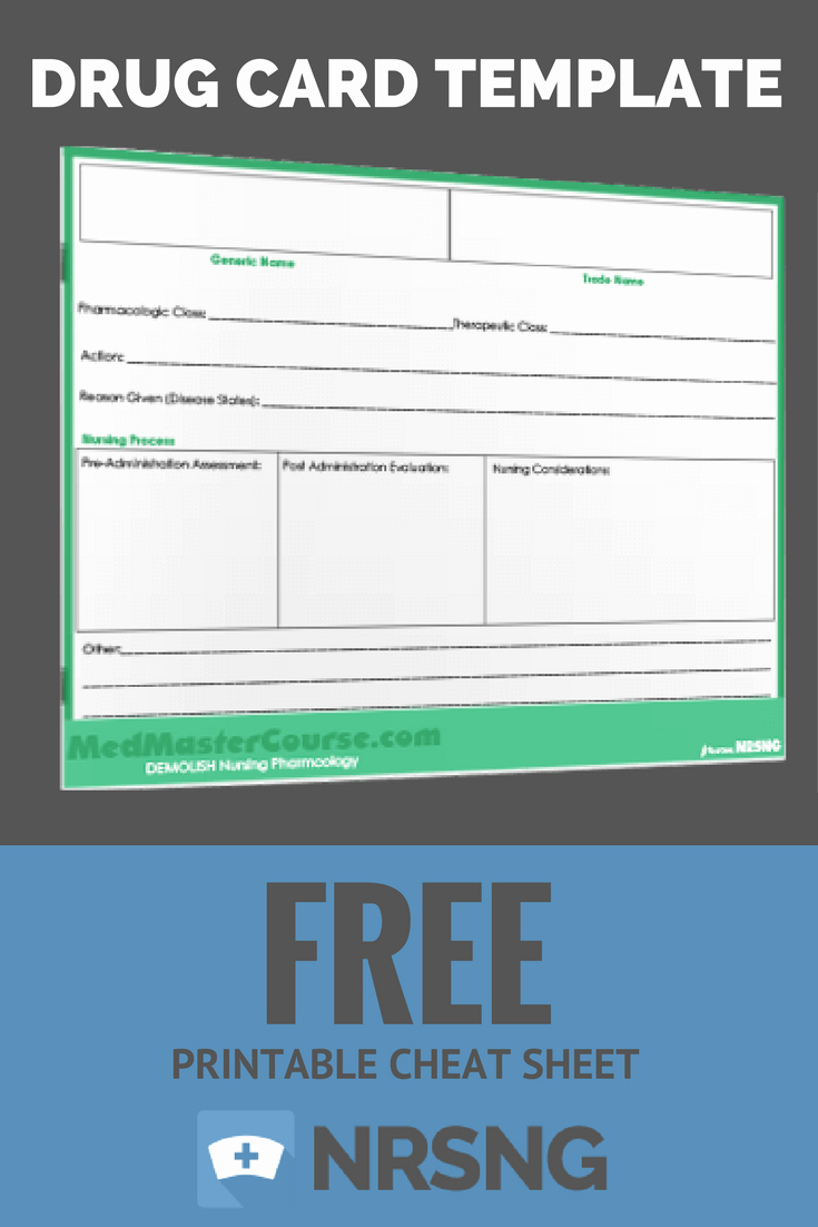 Nursing Drug Card Template Beautiful Free Printable Cheat Sheet Drug Card Template Nursing School Tips Nrsng