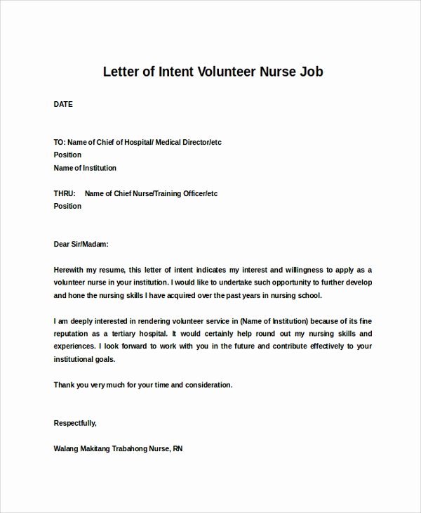 Nursing Letter Of Intent Inspirational Sample Letter Of Intent 47 Examples In Pdf Word