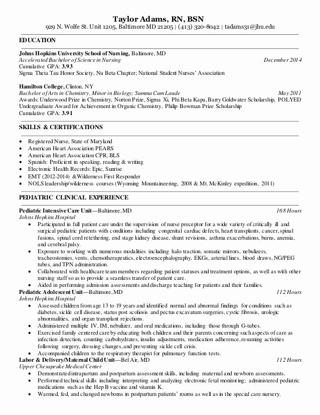 Nursing Student Resume Template New Nursing Resume
