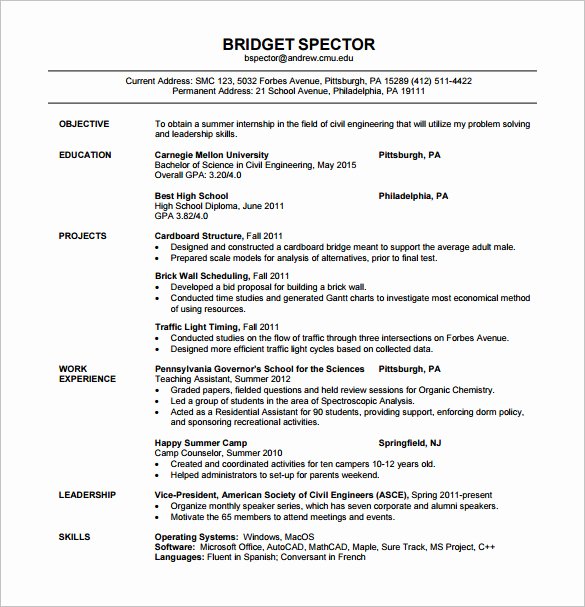 Objective for Resume for Freshers Fresh Resume Template for Fresher – 10 Free Word Excel Pdf format Download