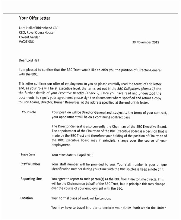 Offer Letter for Contract Employee Awesome 40 Fer Letter Templates In Pdf
