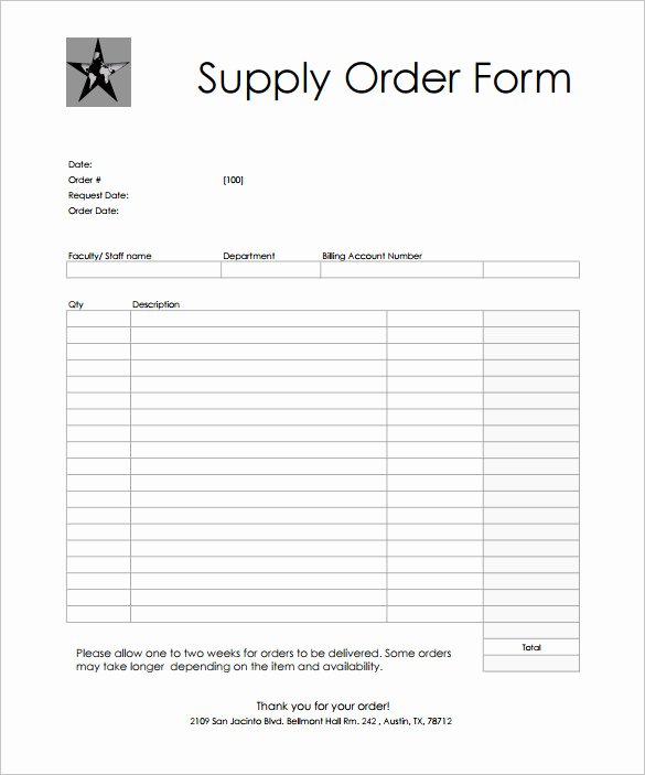 Office Supply order form Inspirational 29 order form Templates Pdf Doc Excel