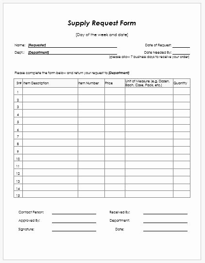 Office Supply Request form Beautiful Supply Request form Templates Ms Word