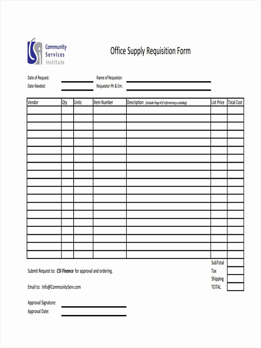 Office Supply Request form Unique Supply Requisition Template Supply Requisition Template