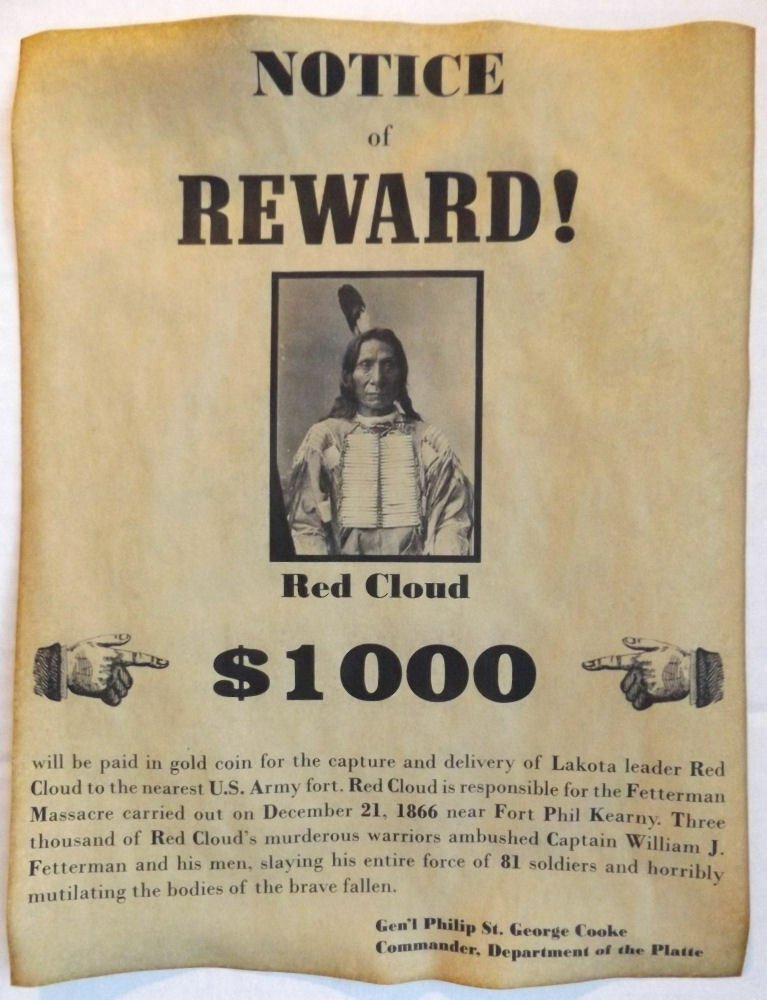 Old West Wanted Posters Elegant Red Cloud Wanted Poster Western Old West Indian