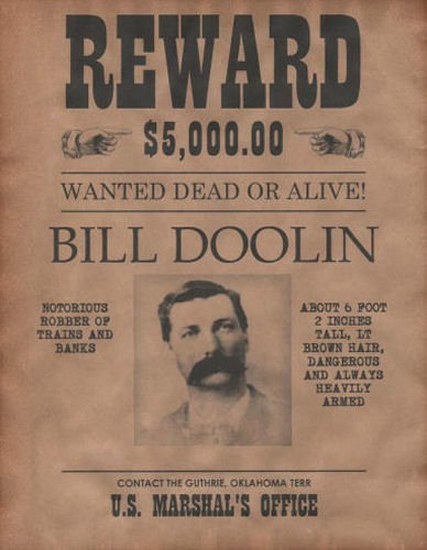 Old West Wanted Posters Luxury Bill Doolin Wanted Poster Western Outlaw Old West