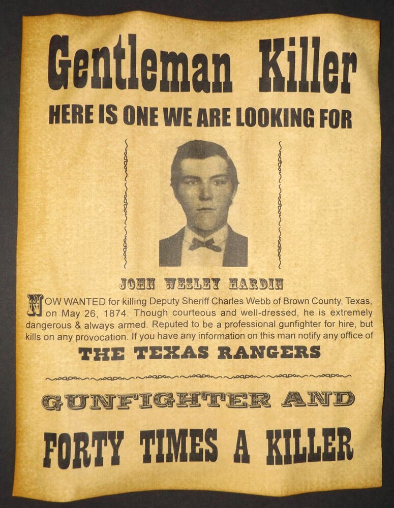Old West Wanted Posters Luxury John Wesley Hardin Wanted Poster Western Outlaw Old West Texas Rangers