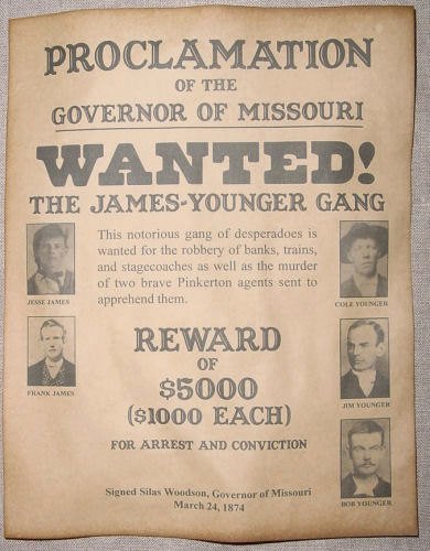 Old West Wanted Posters New Set Of 5 Old West Wanted Posters Billy the Kid Jesse James