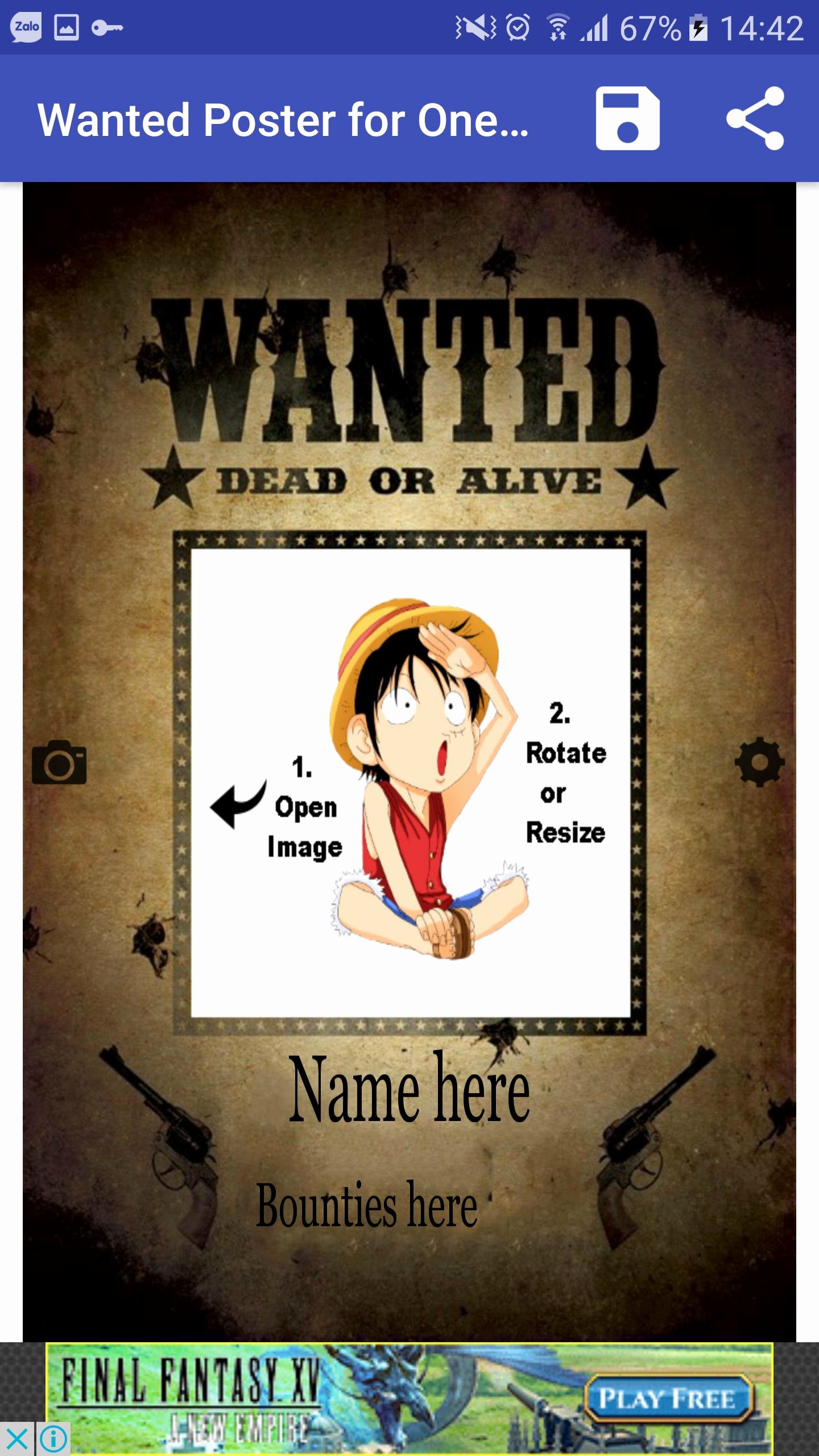 One Piece Wanted Poster Maker Awesome Pirate Wanted Poster Maker for E Piece Fan Pour android Téléchargez L Apk