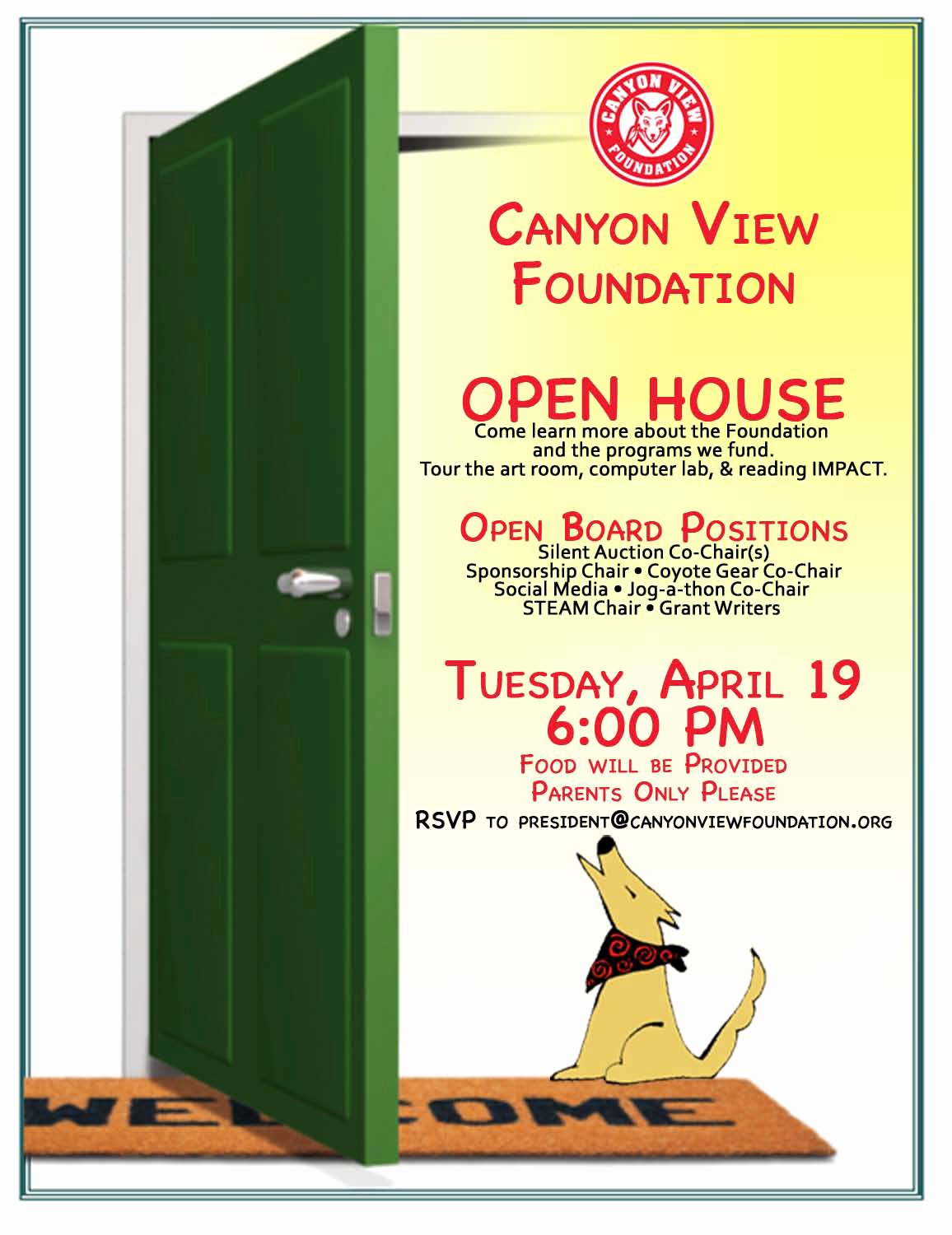 Open House Flyer Template Word Awesome Open House April 19th at 6pm – Canyon View Foundation