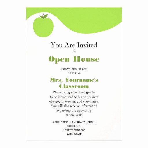 Open House Invitation Templates Free Lovely Back to School Open House Invitation Green Apple 5&quot; X 7&quot; Invitation Card