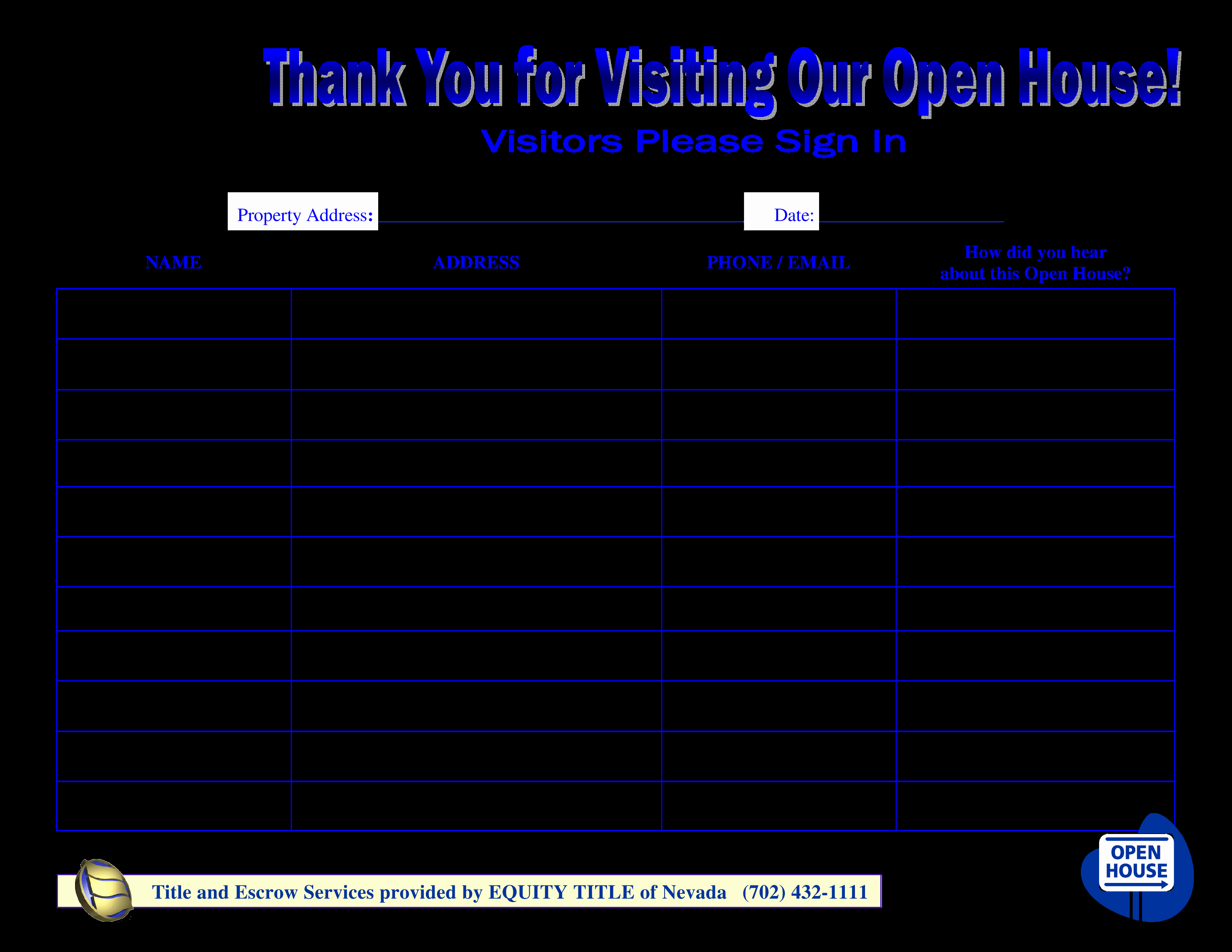 Open House Sign In Sheet Beautiful Visitors Open House Sign In Sheet