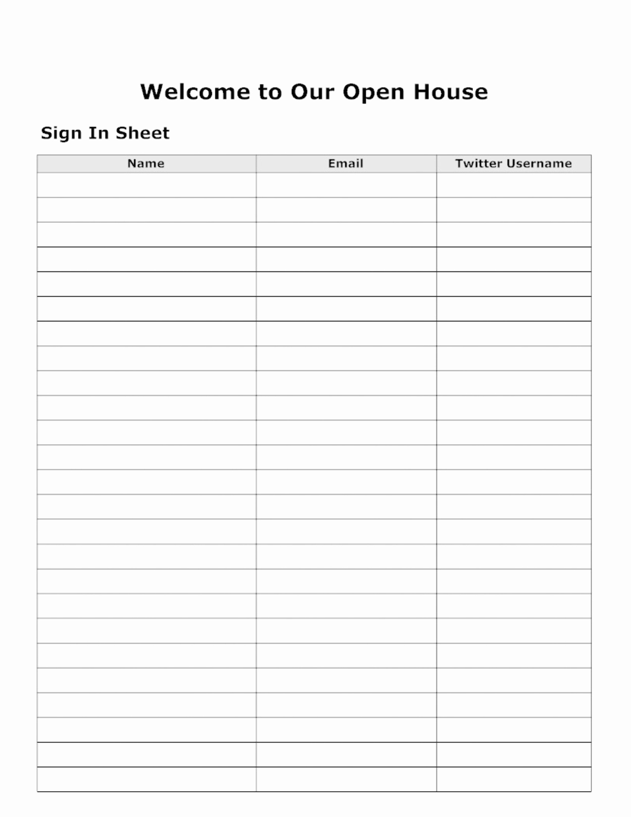 Open House Sign In Sheet Inspirational 30 Sign In Sheet Template Download Open House Meeting &amp; More