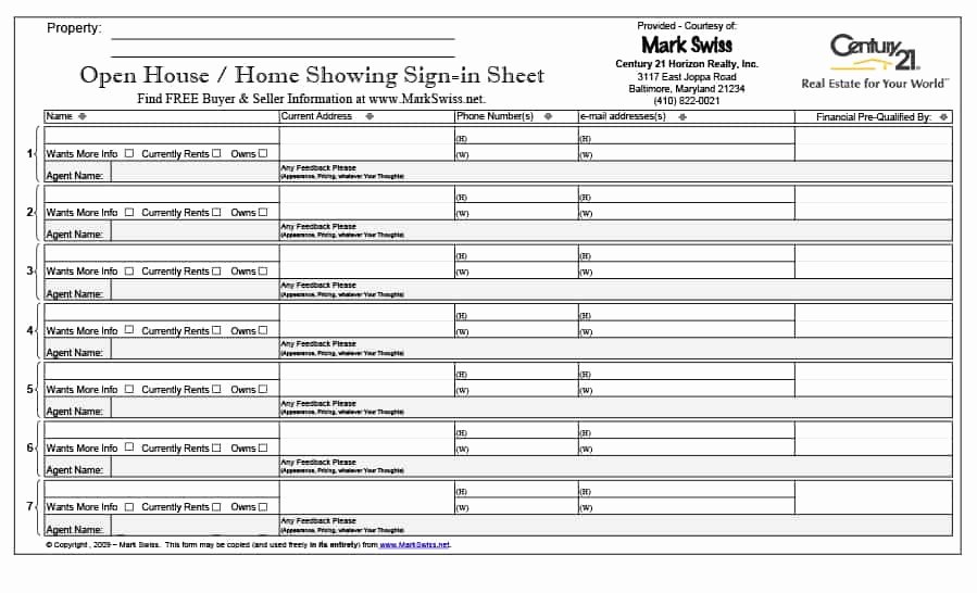 Open House Sign In Sheet New 30 Open House Sign In Sheet [pdf Word Excel] for Real Estate Agent