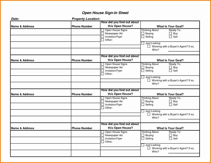 Open House Sign In Sheet New Real Estate Open House Sign In Sheet Real Estate In 2019