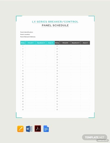 Panel Schedule Template Excel Best Of Free Electrical Panel Schedule Template Download 173 Schedules In Word Excel Apple Pages