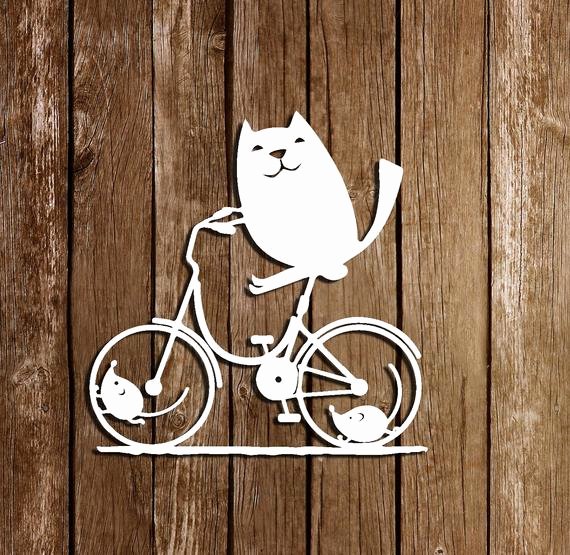 Paper Cut Out Templates Elegant Svg Cutting Files Cat On Bicycle Pdf Paper Cutting Template