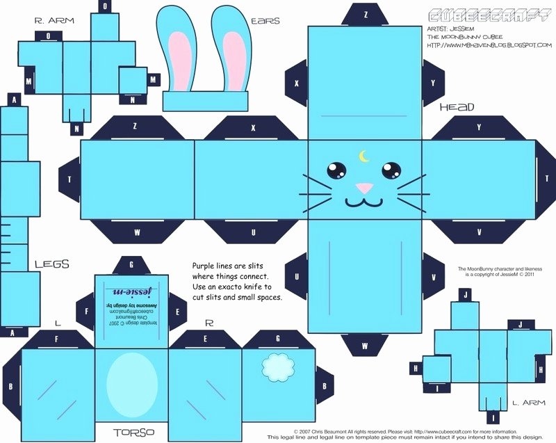 Paper Cut Outs Templates Inspirational Moon Bunny Cubee · How to Make A Papercraft · Art Puter Art and Papercraft On Cut Out Keep